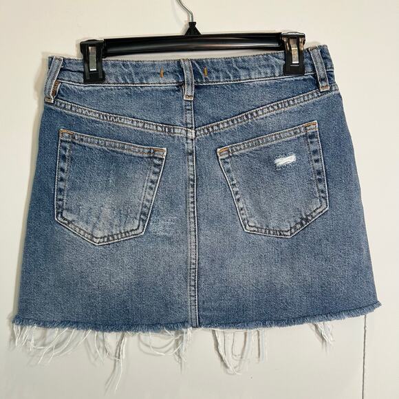 Free People Distressed Denim Skirt - Picture 2 of 4